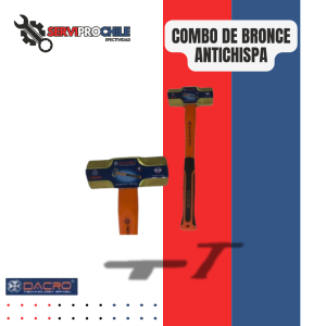 COMBO DE BRONCE ANTICHISPA DE 4LB CON MANGO CORTO FIBRA REV GOMA MODELO CBD004 DACRO-BRASIL
