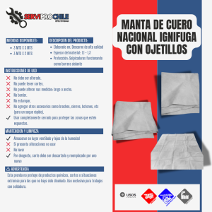 MANTA DE CUERO NACIONAL IGNIFUGA CON OJETILLOS