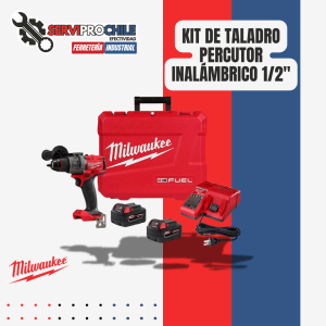 KIT DE TALADRO PERCUTOR INALAMBRICO 18V M18 FUEL™ 1/2" (13MM) 158NM MAX MODELO 2904-22 MILWAUKEE