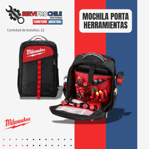 MOCHILA PORTA HERRAMIENTAS 22 BOLSILLOS MATERIAL BALISTICO 1680D MODELO 48-22-8202 MILWAUKEE