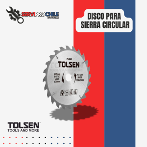 DISCO PARA SIERRA CIRCULAR DE 7.1/4” (184MM) DE 60 DIENTES MODELO 76432 TOLSEN