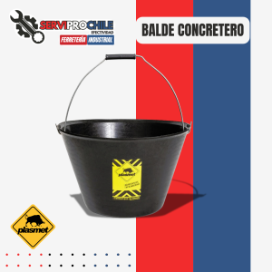 BALDE DE PLASTICO TIPO CONCRETERO | CAPACIDAD: 12LT | COLOR: NEGRO PLASMET