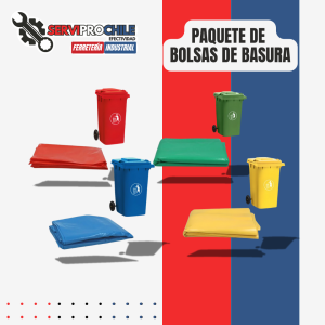 PAQUETE DE BOLSA DE BASURA COLORES | MEDIDAS: 120 X 140CM | CONTENIDO: 10 UNIDADES