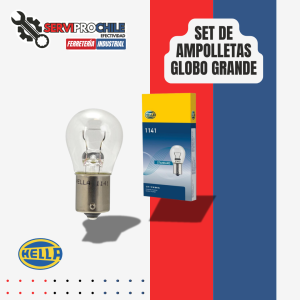 SET DE AMPOLLETAS GLOBO GRANDE 12V/18W  | BASE: BA15S | CONTACTOS: 1 | PATAS: PAREJAS | CONTENIDO: 10 UNIDADES HELLA 1141