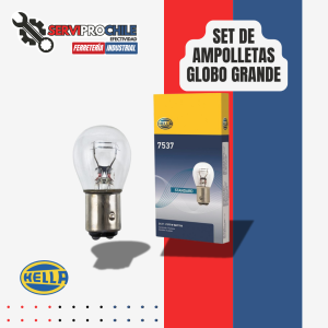 SET DE AMPOLLETAS GLOBO GRANDE 24V/21.5W | BASE: BAY15D | CONTACTOS: 2 | PATAS: DISPAREJAS | CONTENIDO: 10 UNIDADES HELLA 7537